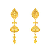 22k Yellow Gold Jhoomkas Filigree Earrings with gold weight of 7.76g